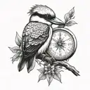 clock compass kookaburra sitting tattoo design idea
