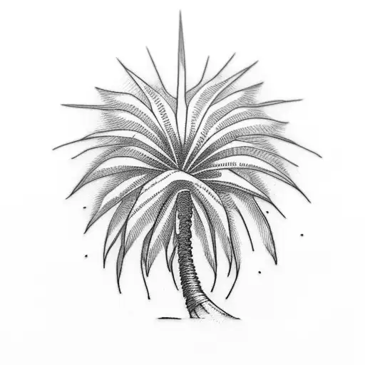 talk Palm tree with a hummingbird tattoo design idea