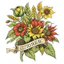 hops, barley, wheat, corn, rapeseed, poppy seeds and sunflowers growing from the ZETOR inscription tattoo design idea