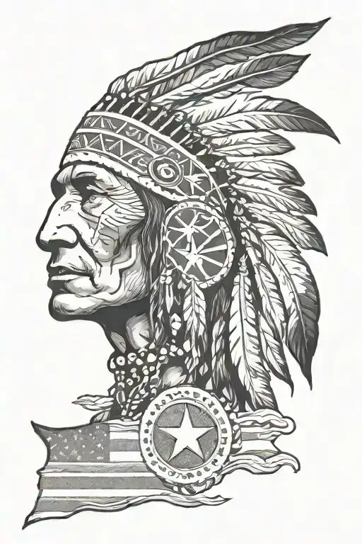 native American and Tennessee Oklahoma flag tattoo design idea