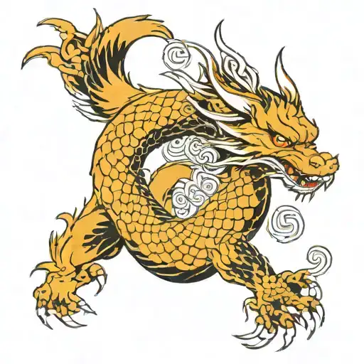 dragon and nine tailed fox full body tattoo design idea