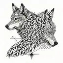 Wolf with two sides, bad and good vs evil tattoo design idea