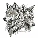 Wolf with two sides, bad and good vs evil tattoo design idea