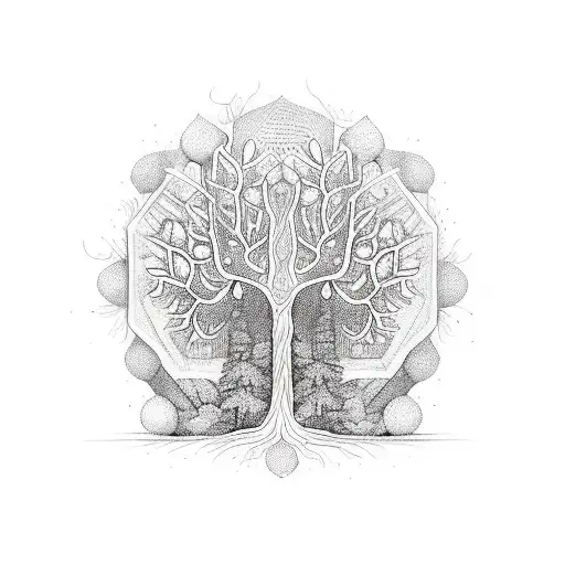 petit mandalas arbre de vie entre les omoplate, ornements floraux fins et délicats le long de la colonne vertébrale tattoo design idea