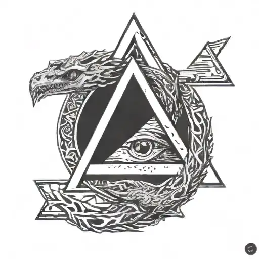 ouroboros with a triangle inside tattoo design idea