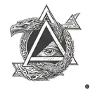 ouroboros with a triangle inside tattoo design idea