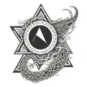 ouroboros with a triangle inside tattoo design idea