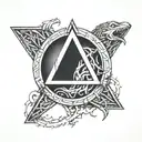 ouroboros with a triangle inside tattoo design idea