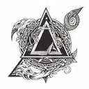 ouroboros with a triangle inside tattoo design idea