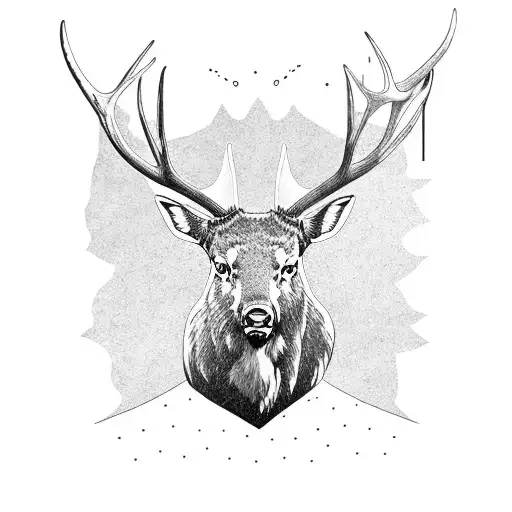 Rocky Mountain elk head with nature background  tattoo design idea