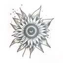 half sun half sunflower tattoo design idea