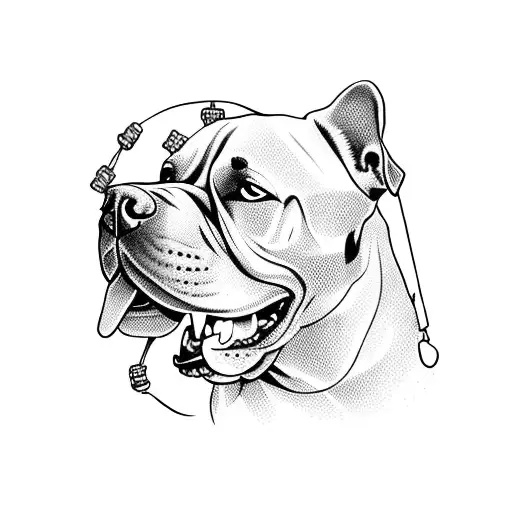 Max's silhouette with a leash wrapped around a dog bone tattoo design idea