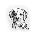 Max's silhouette with a leash wrapped around a dog bone tattoo design idea