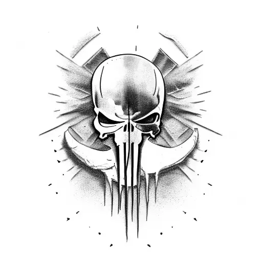 Punisher skull merging with a parachute design tattoo design idea