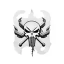 Punisher skull merging with a parachute design tattoo design idea