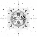 An abstract dotwork tattoo of a microscope with nature-inspired patterns inside tattoo design idea