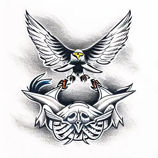Eagle is attacking snake  tattoo design idea