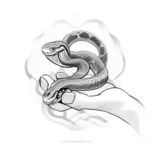 snake in between fingers with hand tattoo design idea