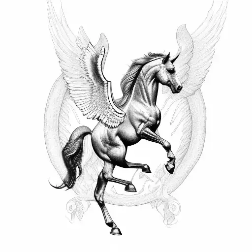 Pegasus horse with wings  tattoo design idea