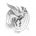 Pegasus horse with wings  tattoo design idea