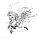 Pegasus horse with wings  tattoo design idea