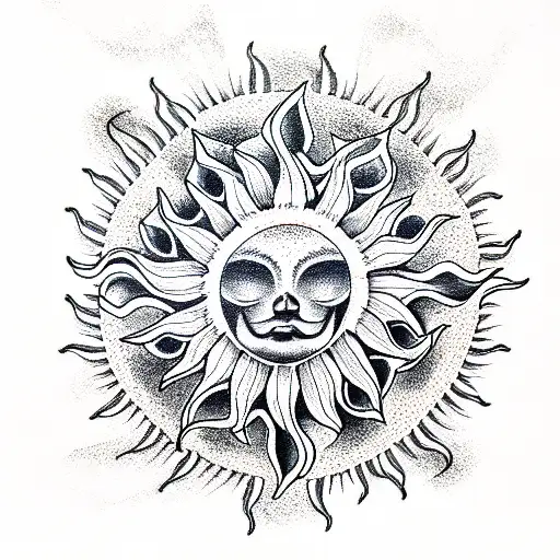 sun tattoo design idea