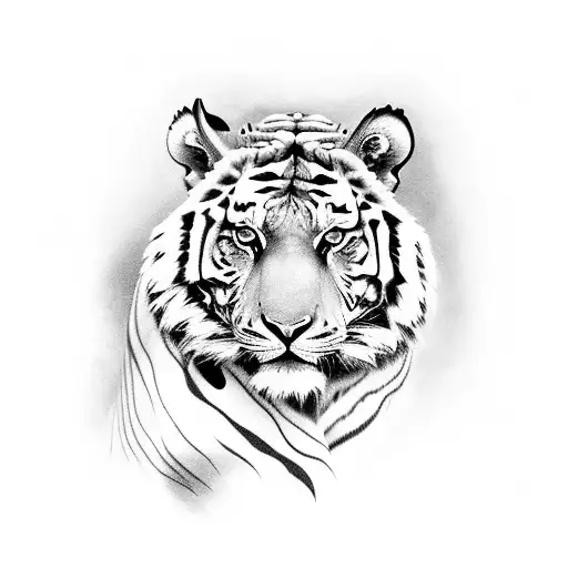 aries and tiger tattoo design idea