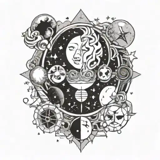 moon phases and stars  tattoo design idea