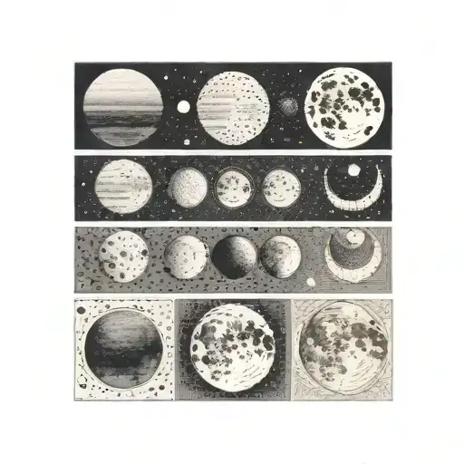 moon phases going horizontal   tattoo design idea