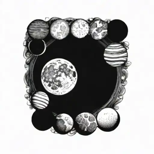 moon phases going horizontal   tattoo design idea