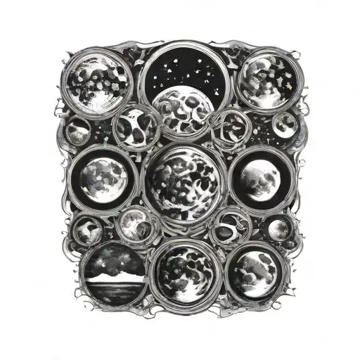moon phases and stars  tattoo design idea