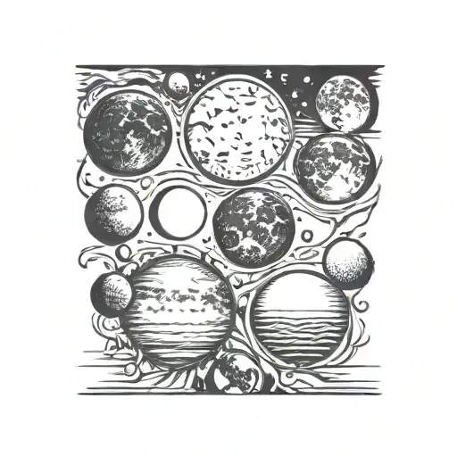 moon phases going horizontal   tattoo design idea