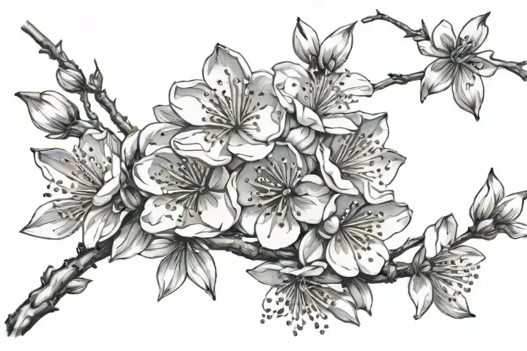 Almond Blossom flowers tattoo design idea