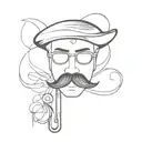matrix spoon with mustache tattoo design idea