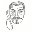 matrix spoon with mustache tattoo design idea