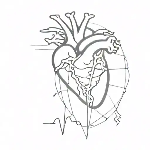 Anatomical heart and ecg wave made tattoo design idea