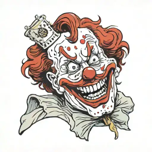 Ronald McDonald: A scary clown with blood-red hair and a devilish grin. Burger King: A nasty tattoo design idea