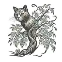 Willow tree with cat paw print forming tattoo design idea