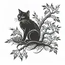 Willow tree with cat paw print forming tattoo design idea