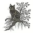 Willow tree with cat paw print forming tattoo design idea