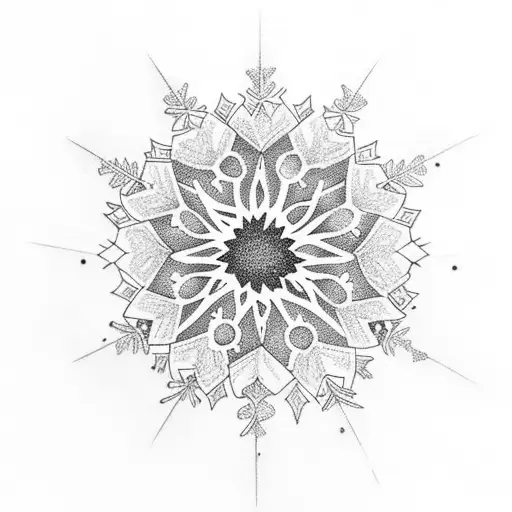 Daisy with snowflakes falling on it tattoo design idea
