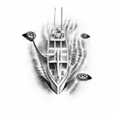 back of speed boat with propeller  tattoo design idea