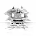 back of speed boat with propeller  tattoo design idea