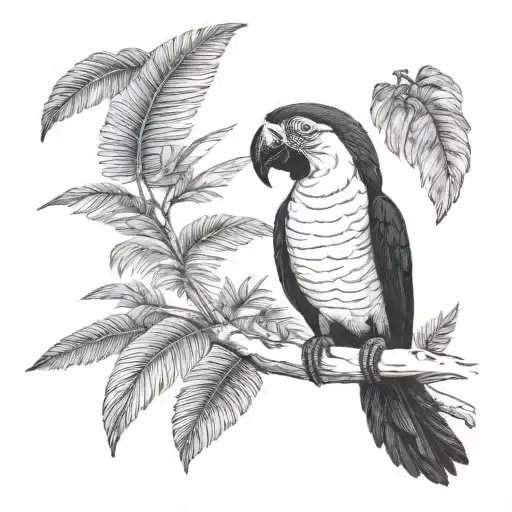 small macaw tattoo with ecuador Amazon rainforest scene  tattoo design idea