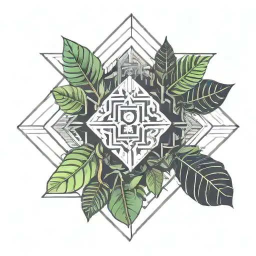 Amazon rainforest, trees and flow diagram tattoo design idea
