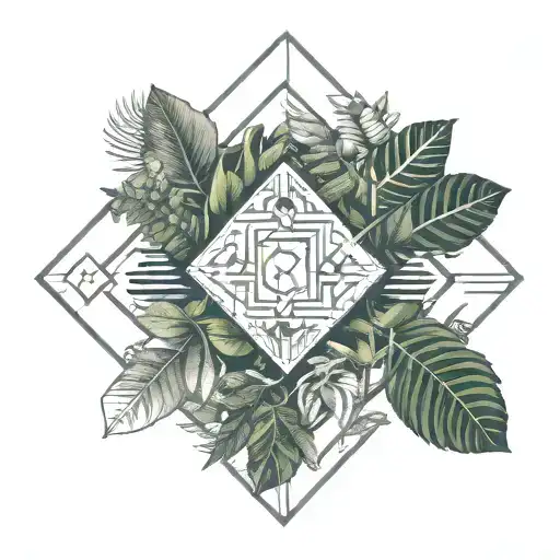 Amazon rainforest, trees and flow diagram tattoo design idea