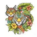 Amazon rainforest birds tattoo design idea