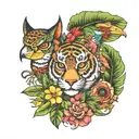 Amazon rainforest birds tattoo design idea