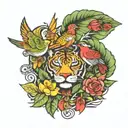 Amazon rainforest birds tattoo design idea