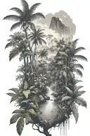 rainforest landscape tattoo featuring elements tattoo design idea